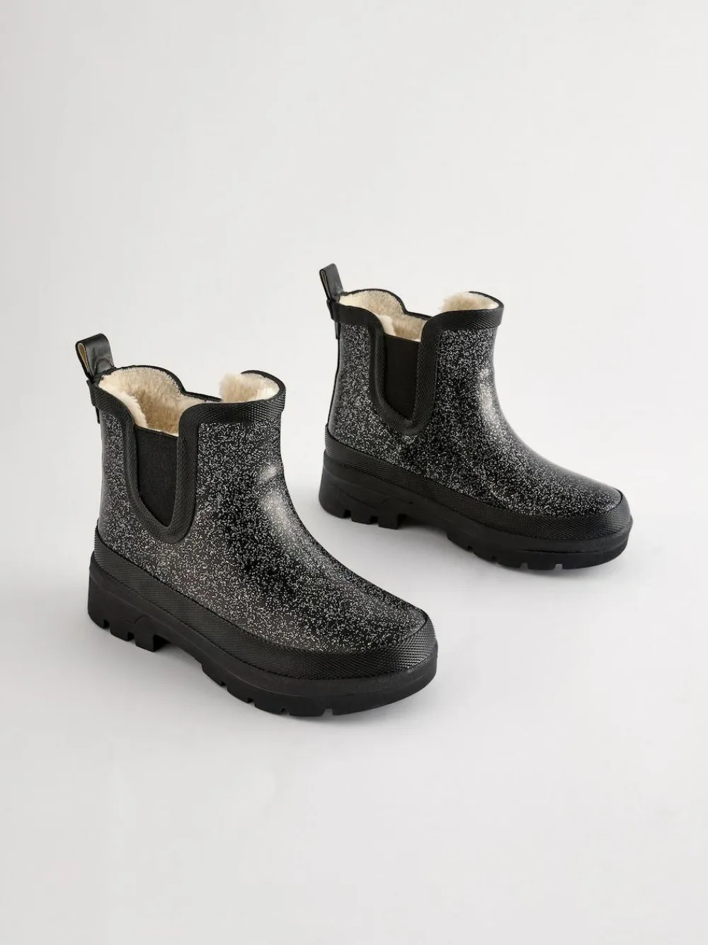 Next Black Glitter Chelsea Wellies^ Shoes|Boots