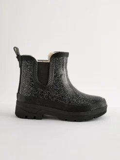 Next Black Glitter Chelsea Wellies^ Shoes|Boots