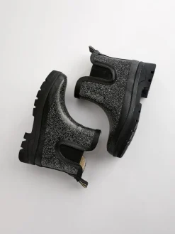 Next Black Glitter Chelsea Wellies^ Shoes|Boots