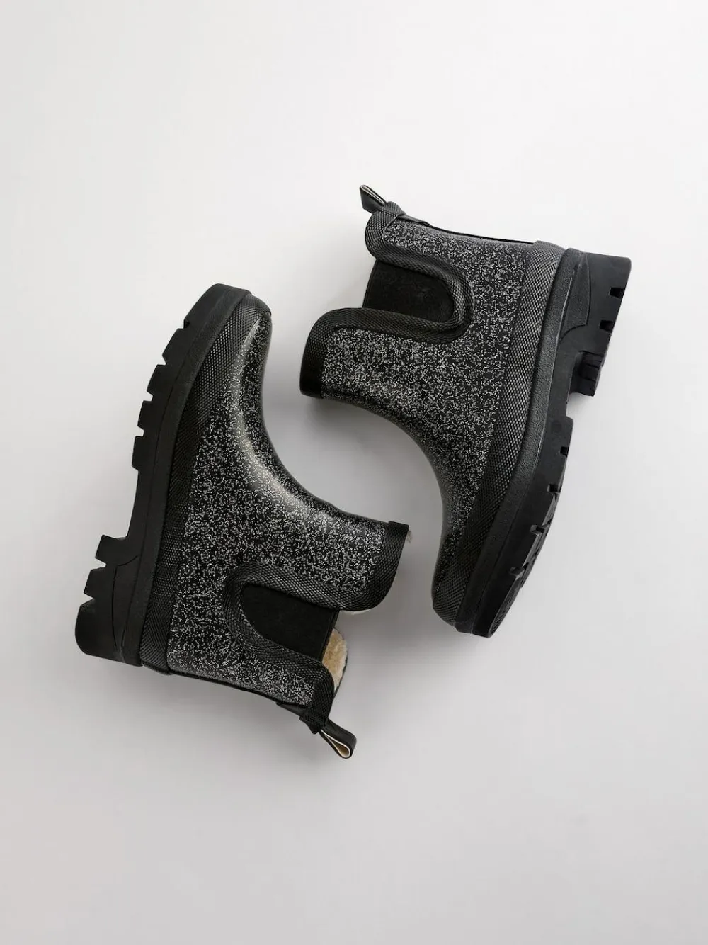 Next Black Glitter Chelsea Wellies^ Shoes|Boots