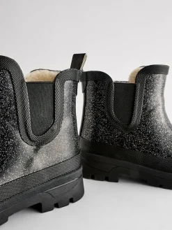 Next Black Glitter Chelsea Wellies^ Shoes|Boots