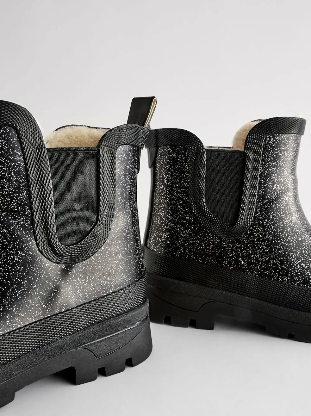 Next Black Glitter Chelsea Wellies^ Shoes|Boots