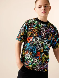 Next Relaxed Fit Short Sleeve All-Over Print T-Shirt (3-16yrs)^BOY T-Shirts