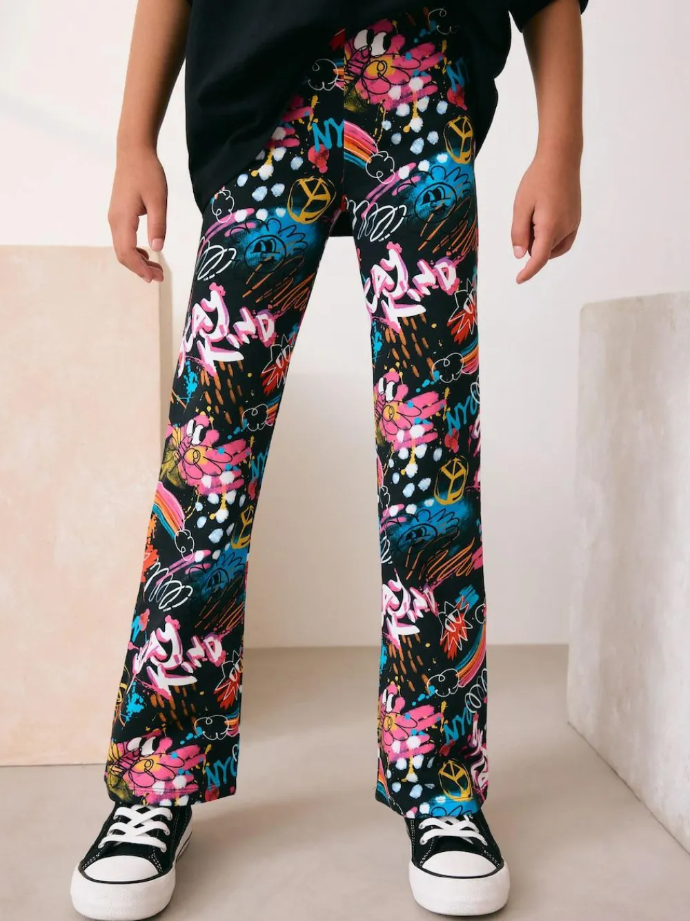 Next Black Graffiti Flare Leggings (3-16yrs)^ Pants & Leggings|Pants & Leggings