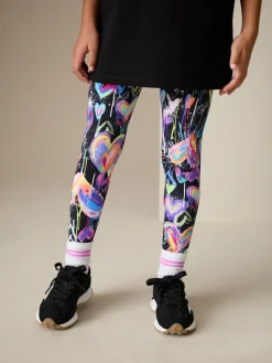 Outlet Next Black Graffiti Heart Leggings (3-16yrs)