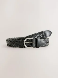 Clearance Next Hand Plaited Leather Belt Black