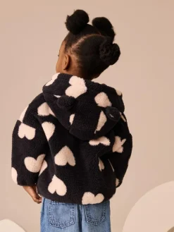 Discount Next Zip Through Fleece (3mths-7yrs) Black Heart Print