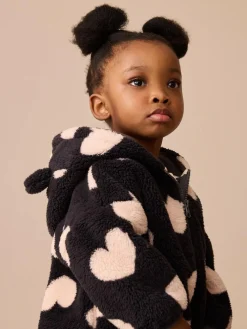 Discount Next Zip Through Fleece (3mths-7yrs) Black Heart Print