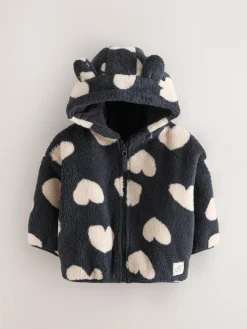 Discount Next Zip Through Fleece (3mths-7yrs) Black Heart Print