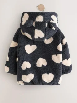 Discount Next Zip Through Fleece (3mths-7yrs) Black Heart Print