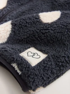 Discount Next Zip Through Fleece (3mths-7yrs) Black Heart Print