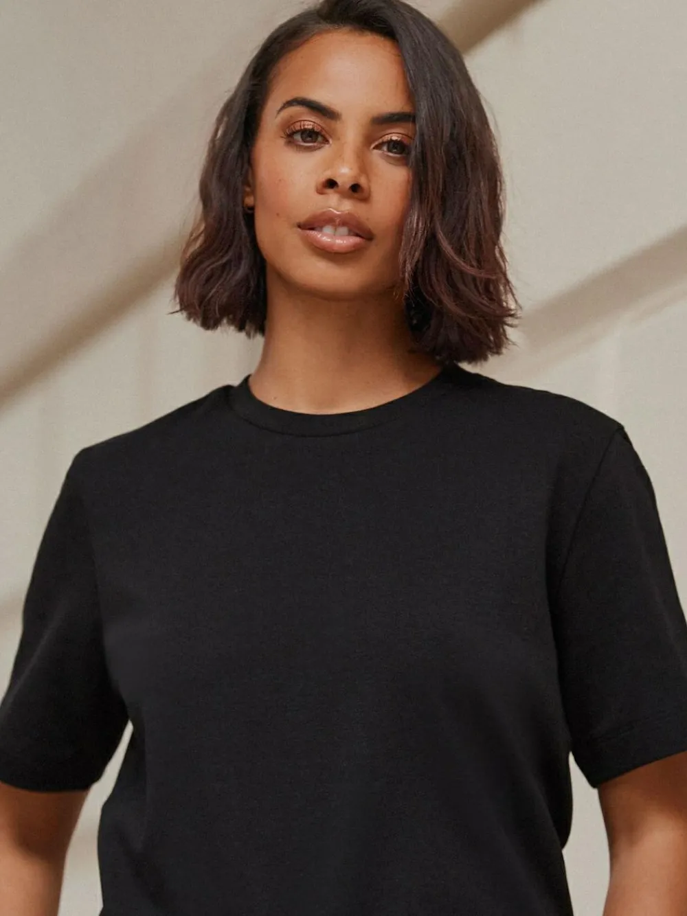 Next Black Heavyweight Short Sleeve Crew Neck T-Shirt^Women Nightwear|Tops & T-Shirts