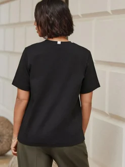 Next Black Heavyweight Short Sleeve Crew Neck T-Shirt^Women Nightwear|Tops & T-Shirts