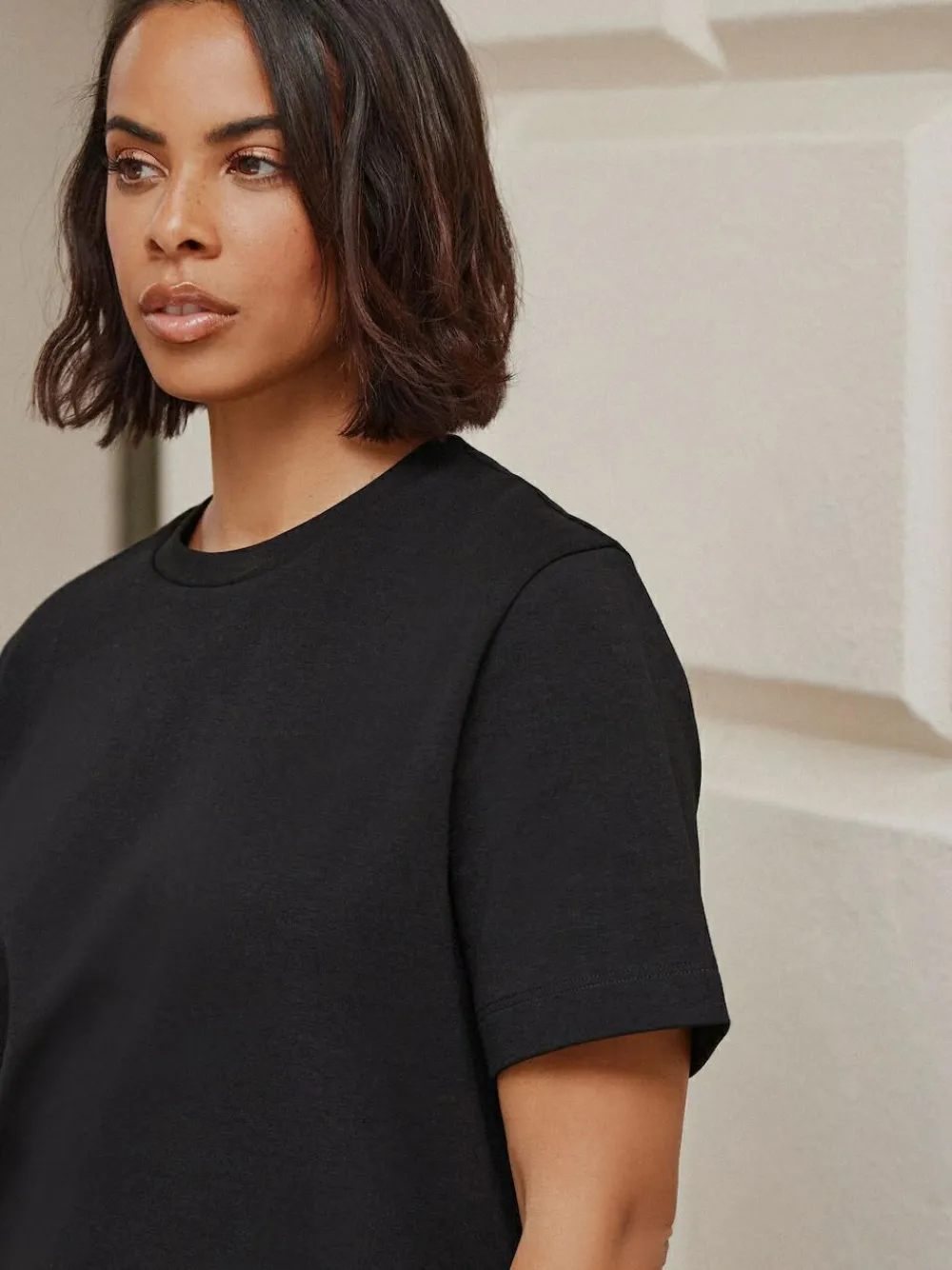 Next Black Heavyweight Short Sleeve Crew Neck T-Shirt^Women Nightwear|Tops & T-Shirts