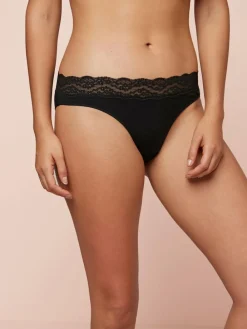 Next Black High Leg Cotton Lace Knickers 4 Pack^Women Panties|All Lingerie