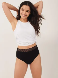 Next Black High Leg Medium Flow Period Knickers 2 Pack^Women Panties|All Lingerie