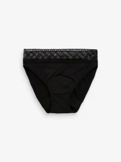 Next Black High Leg Medium Flow Period Knickers 2 Pack^Women Panties|All Lingerie