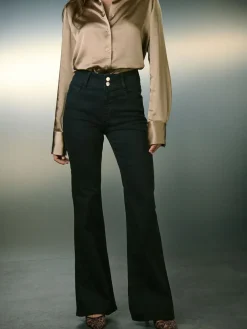 Sale Next High Rise Stretch Flare Jeans Black