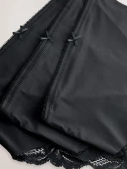 Next Black High Waist High Leg No VPL Lace Back Briefs 3 Pack^Women Panties|All Lingerie