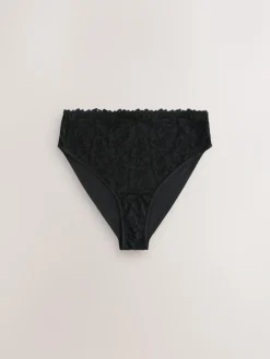 New Next High Waist High Leg Lace Front NVPL Knickers 3 Pack Black