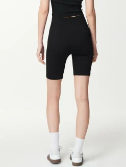 Next Black High Waist Ribbed Cycling Shorts^Women Shorts