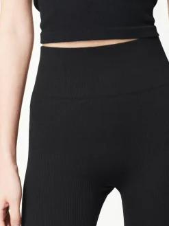Next Black High Waist Ribbed Cycling Shorts^Women Shorts