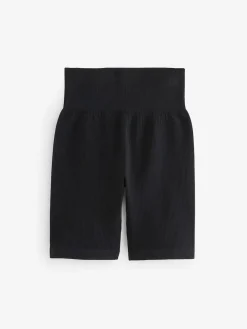 Next Black High Waist Ribbed Cycling Shorts^Women Shorts