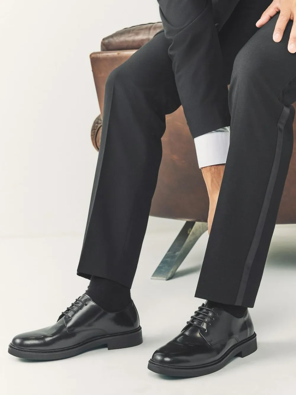 Outlet Next Hi-Shine Leather Derby Shoes Black