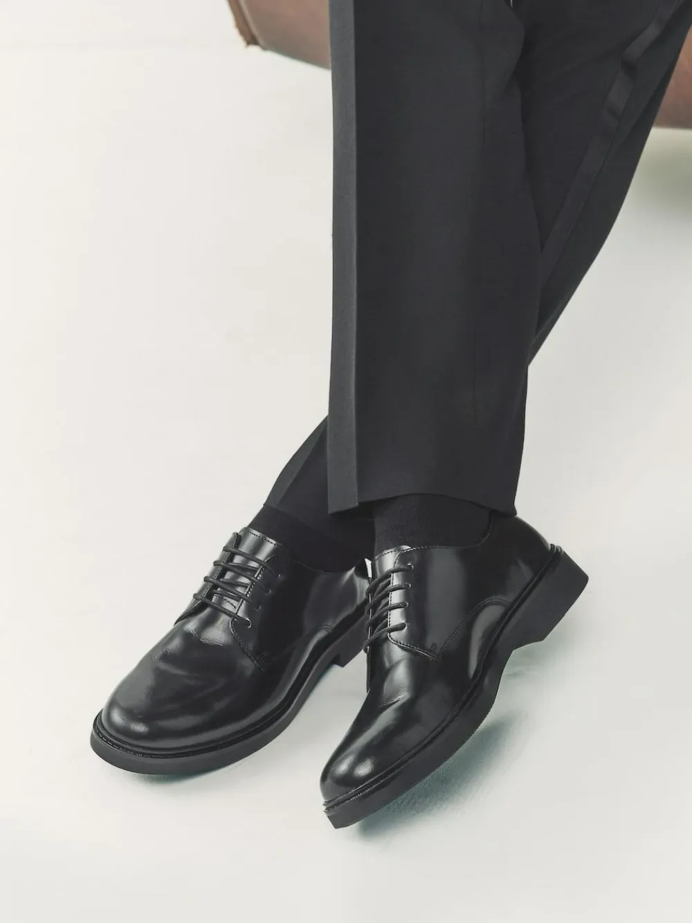 Outlet Next Hi-Shine Leather Derby Shoes Black