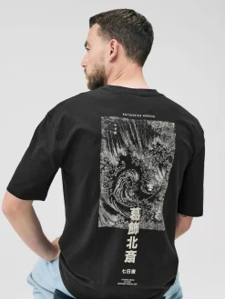 Online Next Relaxed Fit Artist License T-Shirt Black Hokusai