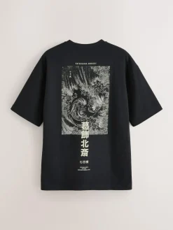Online Next Relaxed Fit Artist License T-Shirt Black Hokusai