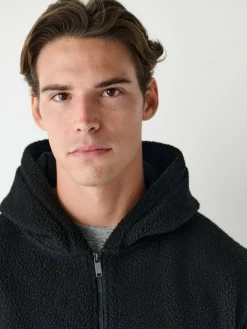 Discount Next Black Hooded Borg Fleece