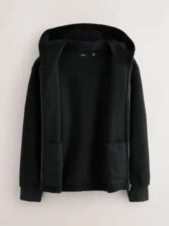 Discount Next Black Hooded Borg Fleece