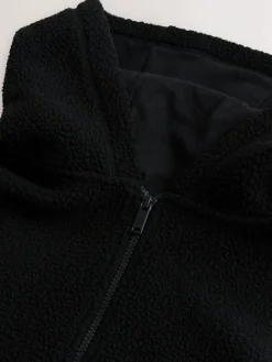 Discount Next Black Hooded Borg Fleece