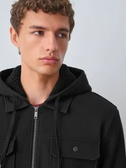 Next Hooded Borg Fleece Lined Shacket^ Sweatshirts & Hoodies|Sweatshirts & Hoodies