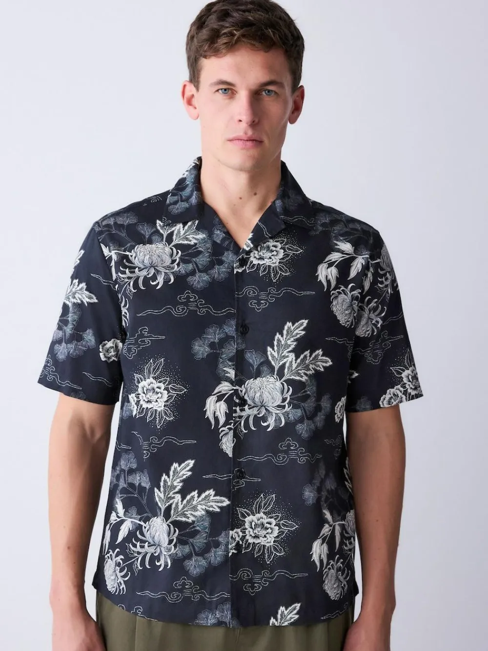 Next Black Japanese Style Print Short Sleeve Shirt^ Shirts