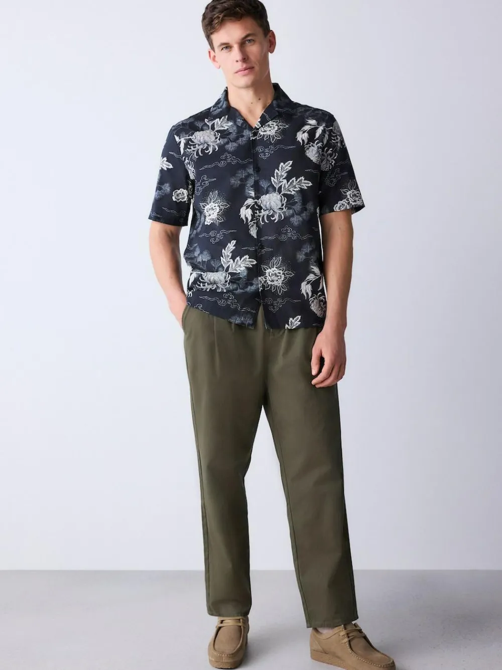 Next Black Japanese Style Print Short Sleeve Shirt^ Shirts