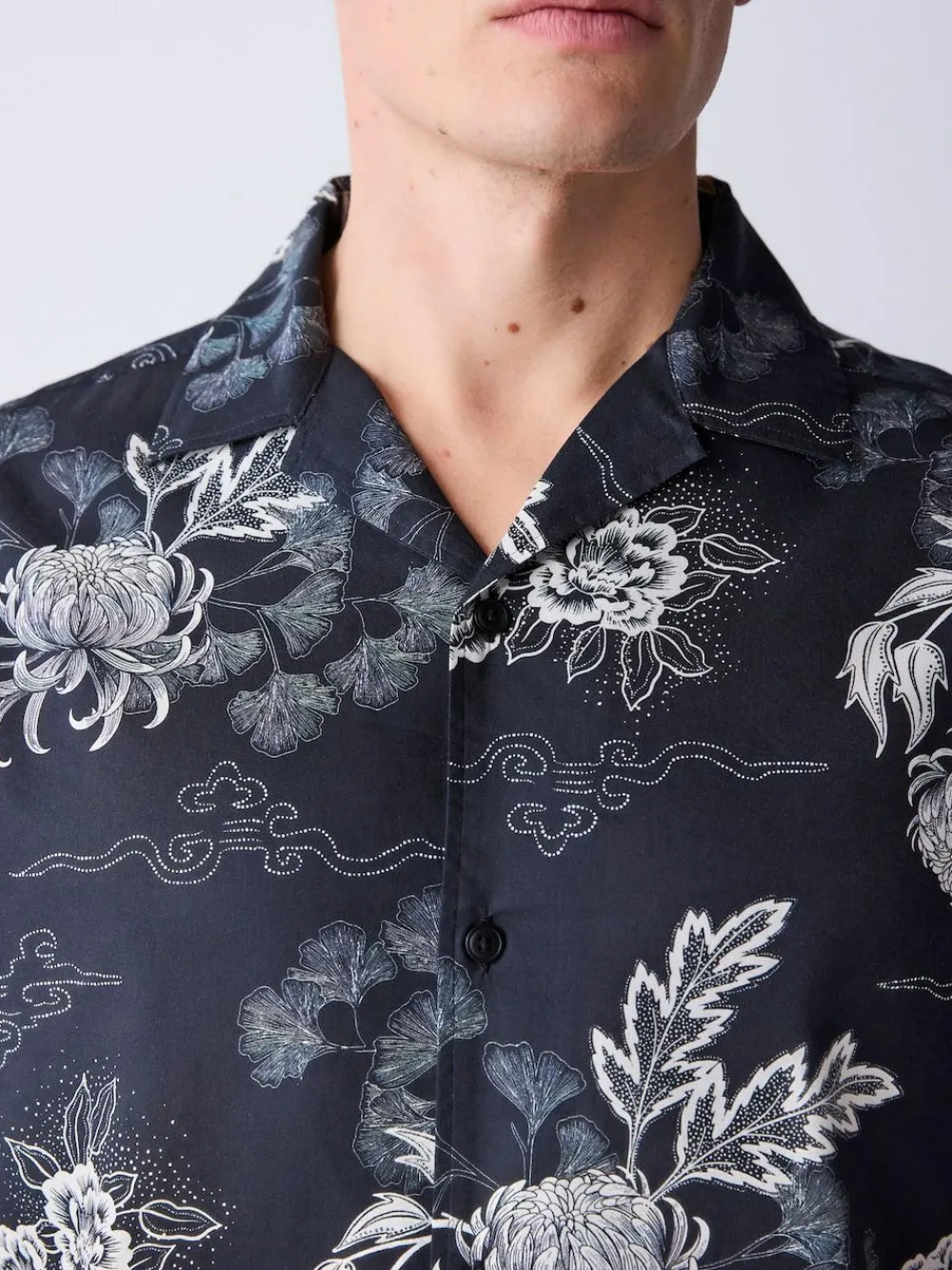 Next Black Japanese Style Print Short Sleeve Shirt^ Shirts