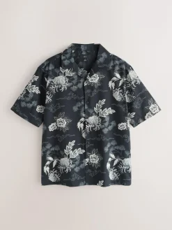 Next Black Japanese Style Print Short Sleeve Shirt^ Shirts