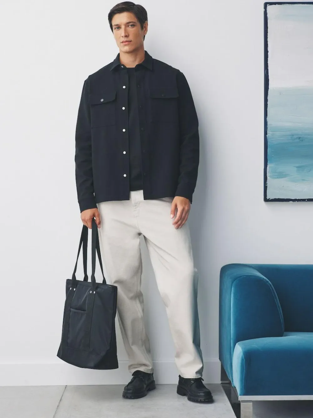 Next Black Jersey Twill Popper Shacket^ Shirts|Coats & Jackets