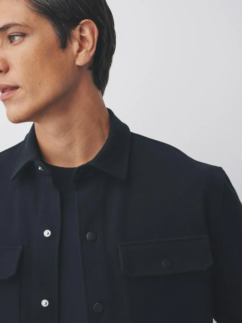 Next Black Jersey Twill Popper Shacket^ Shirts|Coats & Jackets