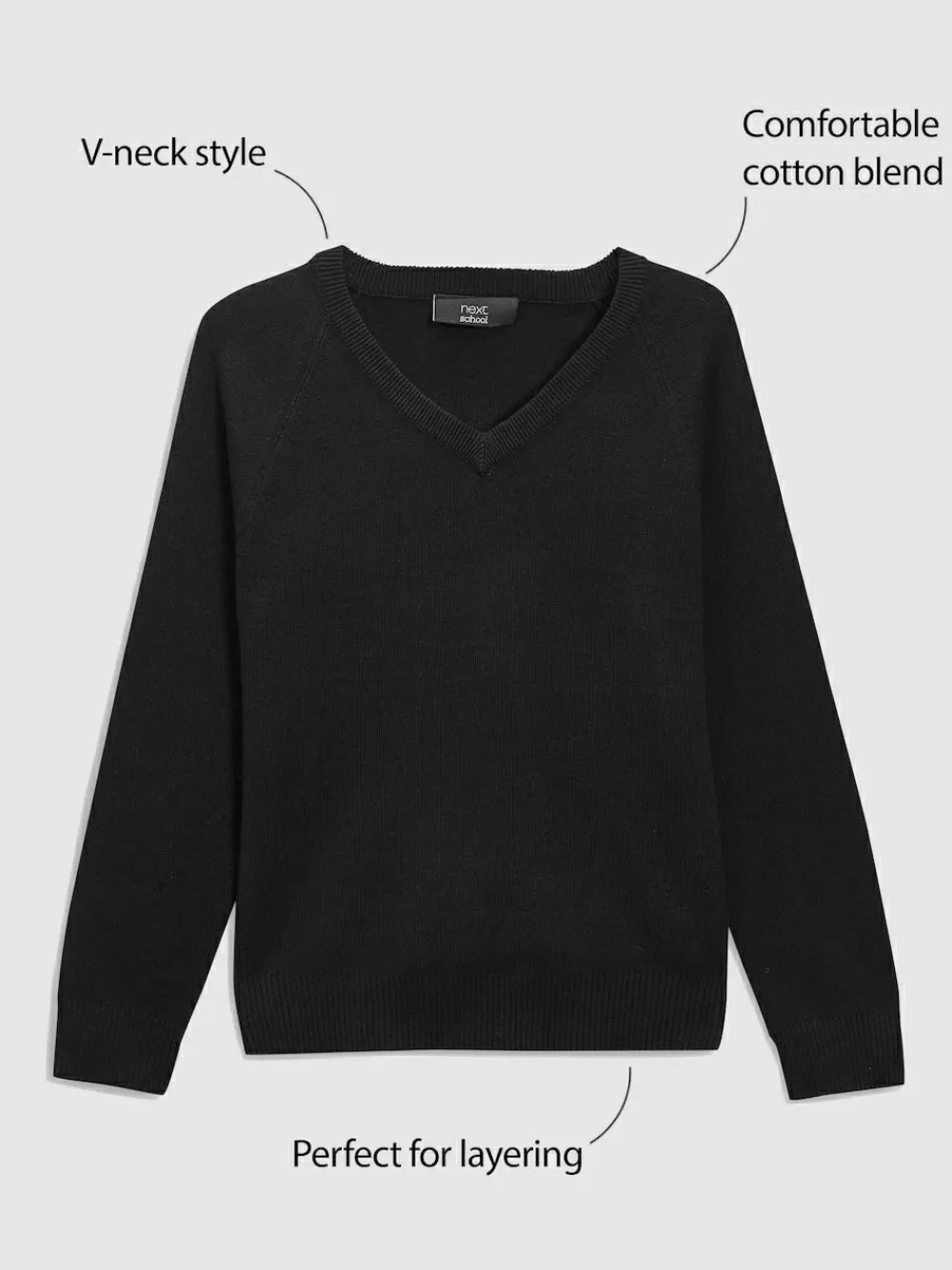 Next Black. Knitted V-Neck School Jumper (3-16yrs)^BOY Knitwear & Sweaters|Knitwear