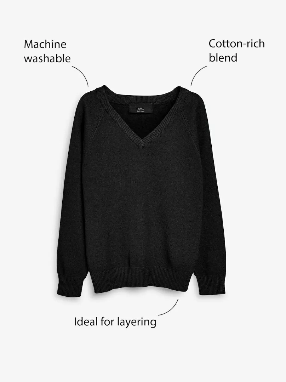 Next Black. Knitted V-Neck School Jumper (3-16yrs)^BOY Knitwear & Sweaters|Knitwear