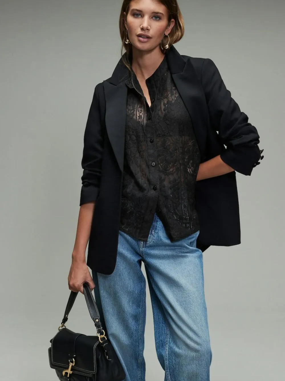 Hot Next Lace Half Sleeve Blouse Black