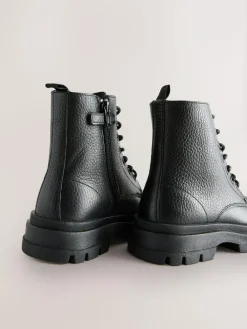 Next Black Lace Up Leather Boots