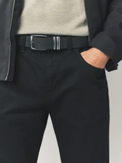 Online Next Black Leather Belt With Double Keeperloop