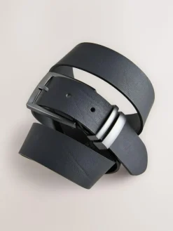 Online Next Black Leather Belt With Double Keeperloop
