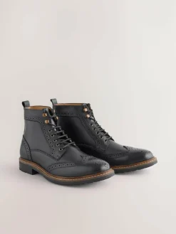 Discount Next Leather Brogue Boots Black