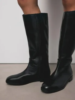 Hot Next Extra Wide Fit Forever Comfort® Flat Riding Boots Black Leather