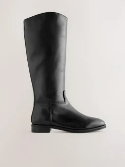 Hot Next Extra Wide Fit Forever Comfort® Flat Riding Boots Black Leather